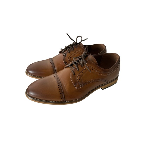 Stacy‎ Adams Dickinson Mens 6M Leather Cap Toe Oxfords Cognac Career Designer - Picture 2 of 7